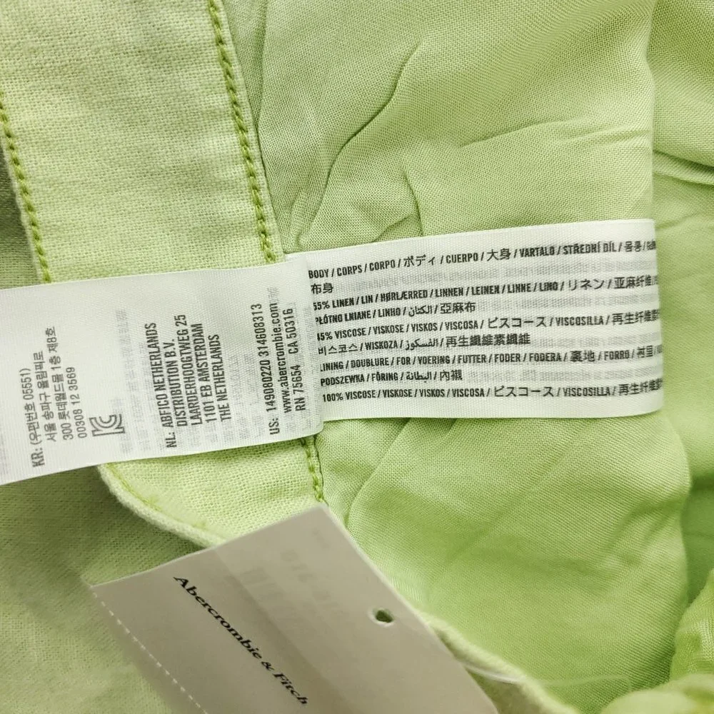 Abercrombie Fitch Linen Blend Shorts Light Green Stretch 32 Waist Women's Large